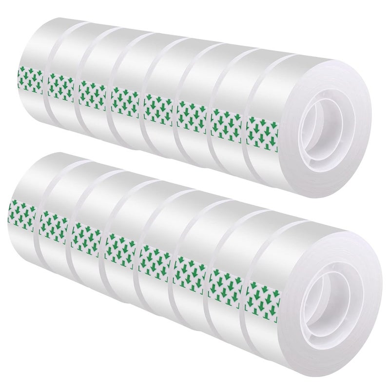 DHOOZ Clear Tape 16 Rolls - Transparent Gift Wrapping Tape Refills, Premium Adhesive for Gifts, Office Tapes Bulk, Desk & Home Supplies - Gift Wrap Tape Rolls - Image 1